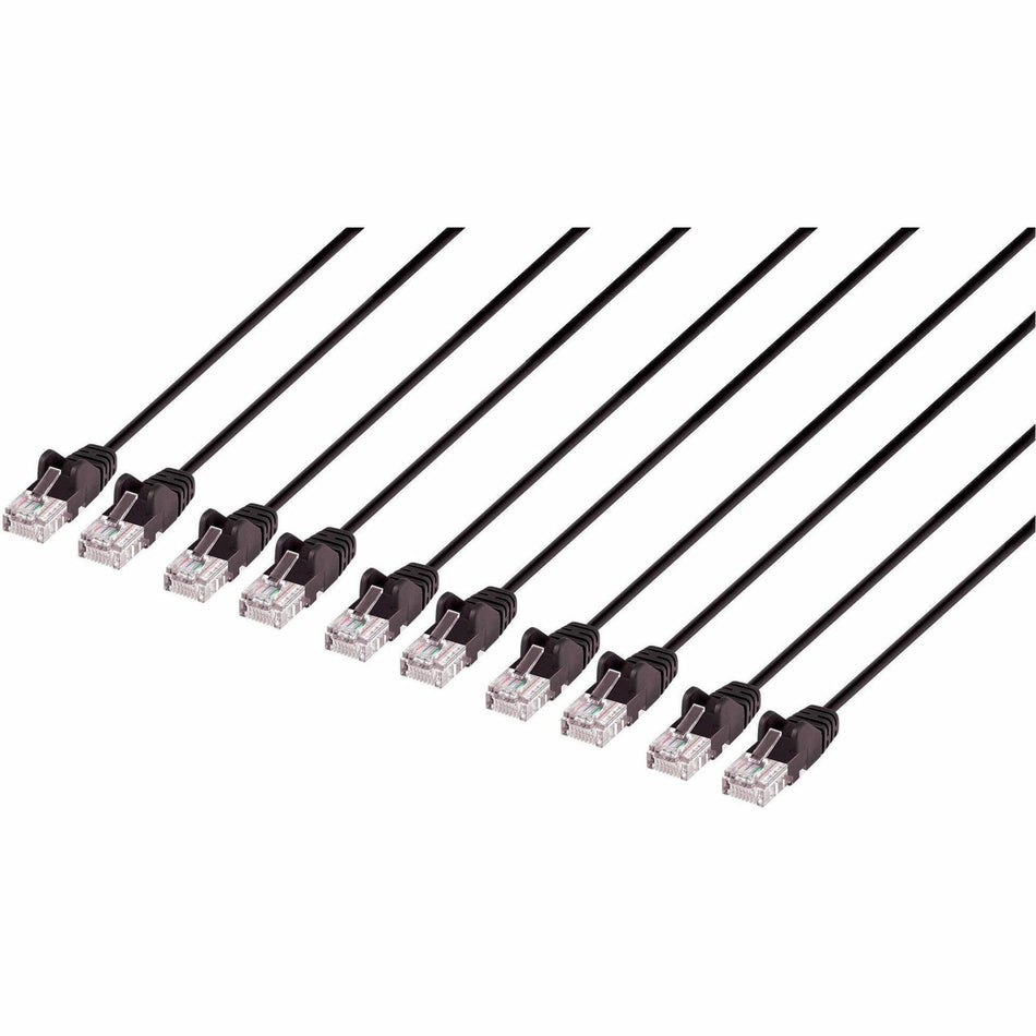 Intellinet Cat6 U/UTP Slim Network Patch Cable, 7 ft., Black, 10-Pack - 742603