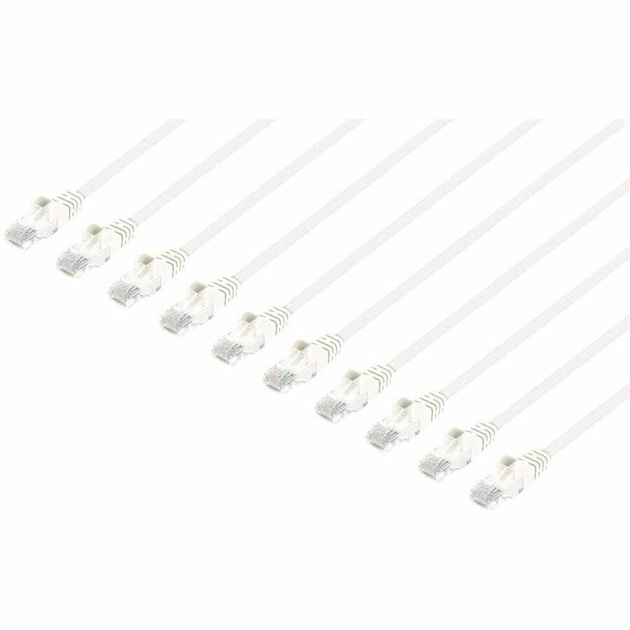 Intellinet Cat6 U/UTP Slim Network Patch Cable, 10 ft., White, 10-Pack - 744300