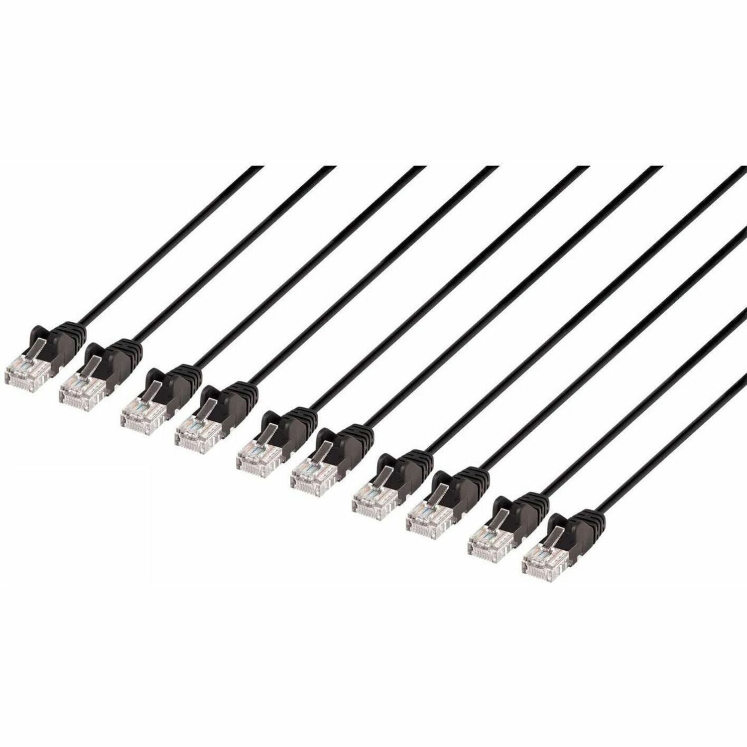Intellinet Cat6 U/UTP Slim Network Patch Cable, 3 ft., Black, 10-Pack - 742580