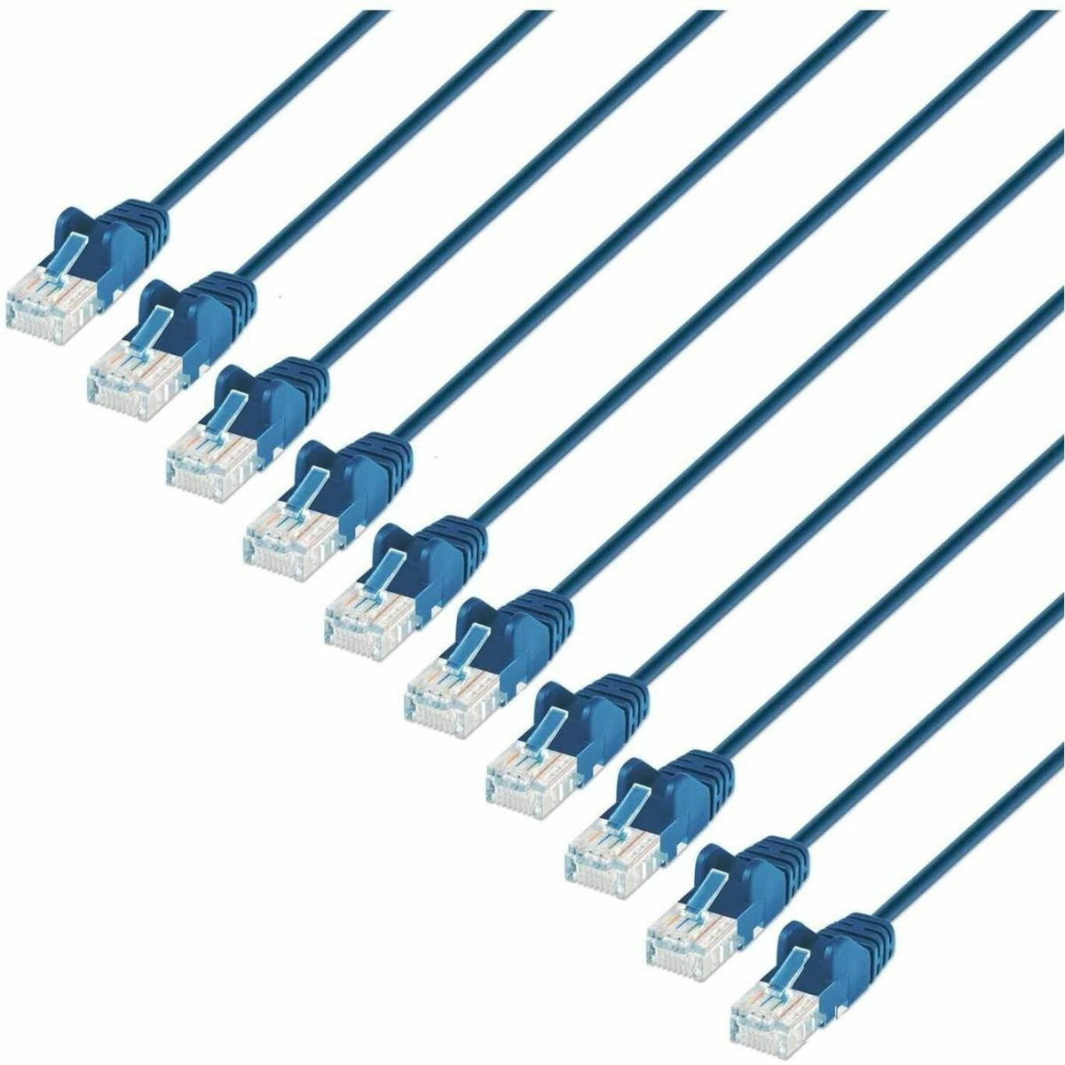 Intellinet Cat6 U/UTP Slim Network Patch Cable, 7 ft., Blue, 10-Pack - 742542