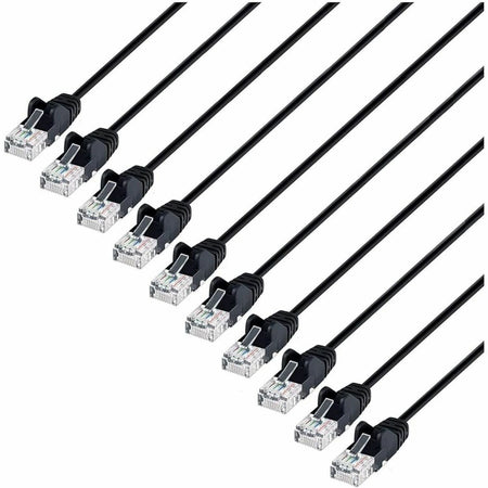 Intellinet Cat6 U/UTP Slim Network Patch Cable, 10 ft., Black, 10-Pack - 742610