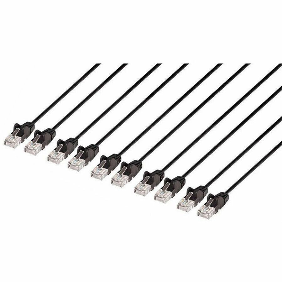 Intellinet Cat6 U/UTP Slim Network Patch Cable, 1.5 ft., Black, 10-Pack - 742573