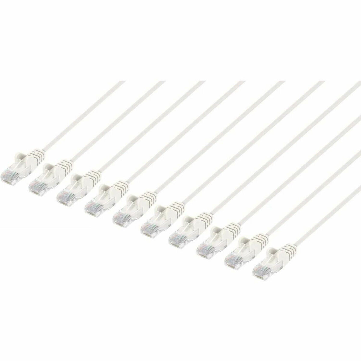 Intellinet Cat6 U/UTP Slim Network Patch Cable, 14 ft., White, 10-Pack - 744317