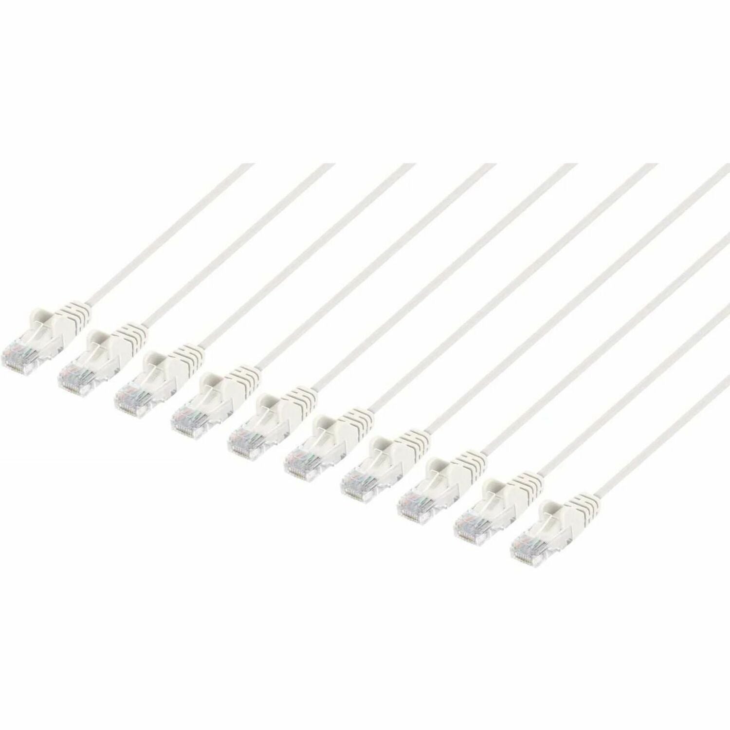 Intellinet Cat6 U/UTP Slim Network Patch Cable, 14 ft., White, 10-Pack - 744317