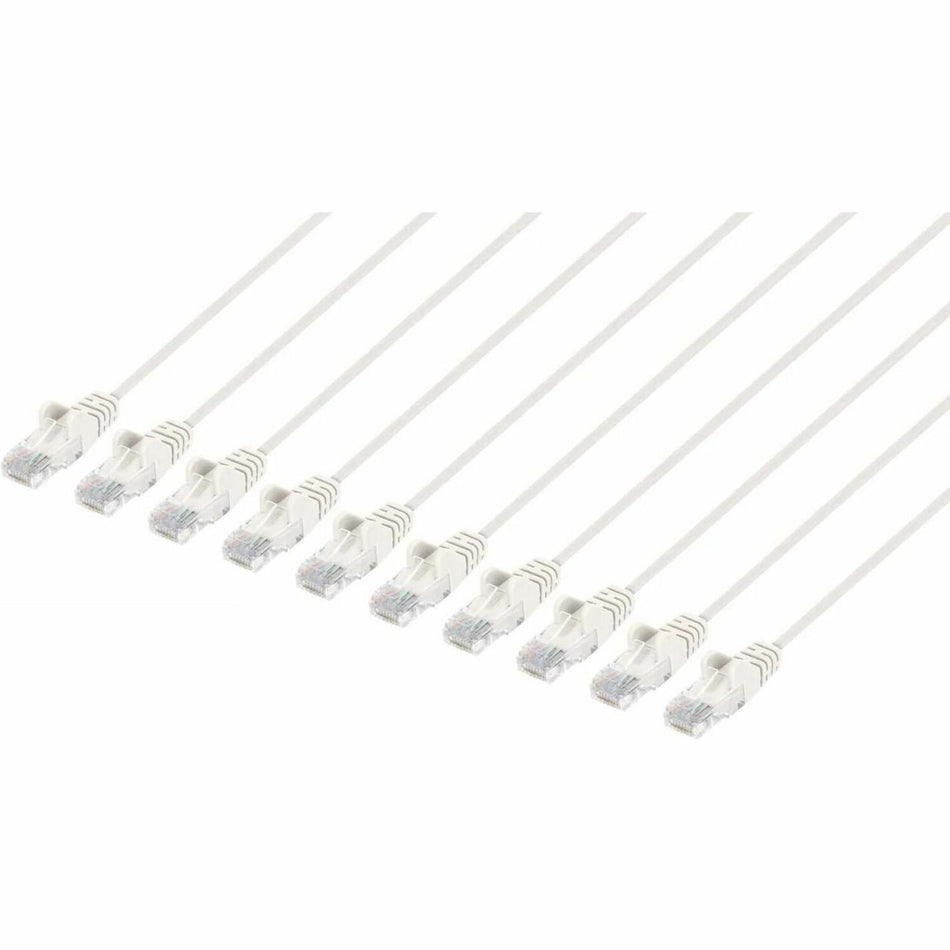Intellinet Cat6 U/UTP Slim Network Patch Cable, 14 ft., White, 10-Pack - 744317