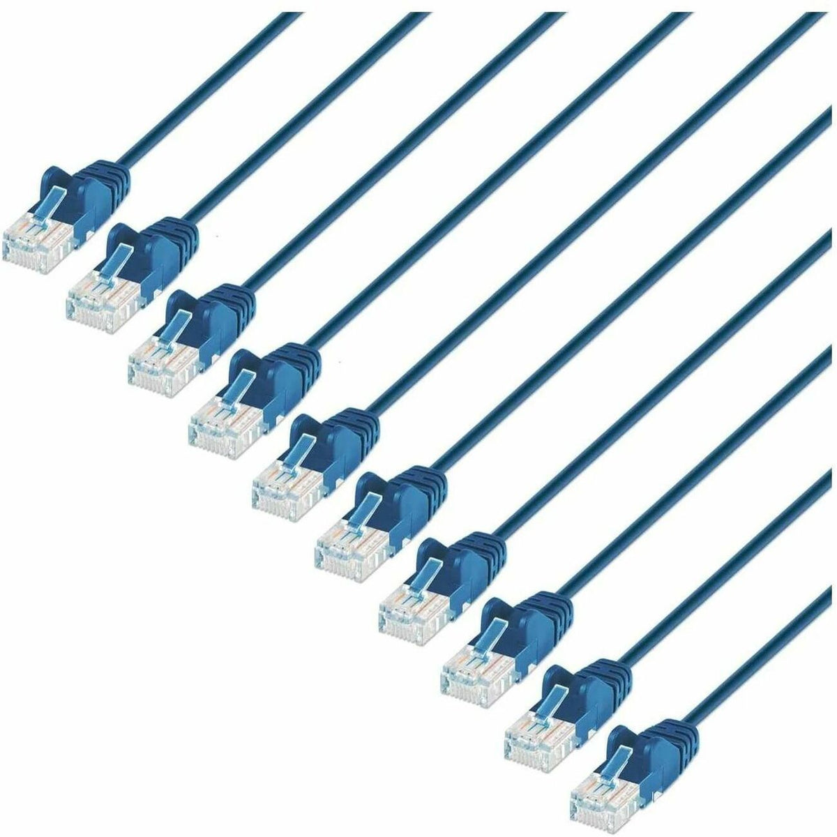 Intellinet Cat6 U/UTP Slim Network Patch Cable, 3 ft., Blue, 10-Pack - 742528