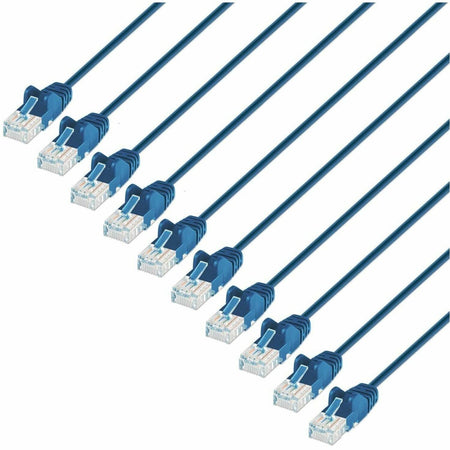 Intellinet Cat6 U/UTP Slim Network Patch Cable, 14 ft., Blue, 10-Pack - 742566