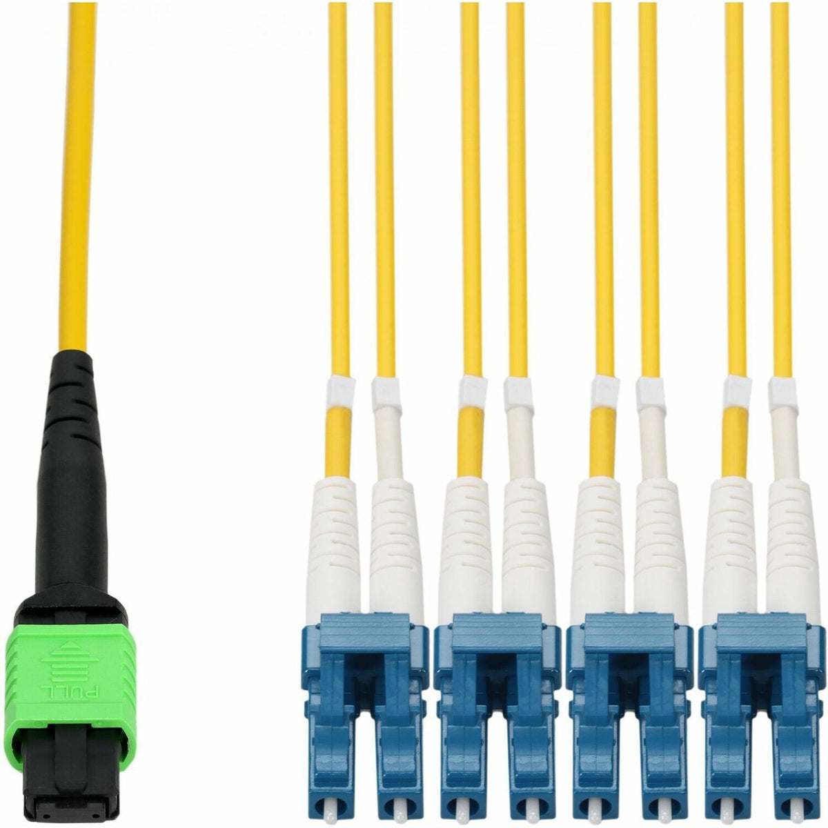 AddOn 3m MPO/APC to 4xLC/UPC Duplex Yellow OS2 OFNP (Plenum-Rated) 8-Strand SMF Fiber Fanout Cable - ADD-MPO-4LC3M9SMFP