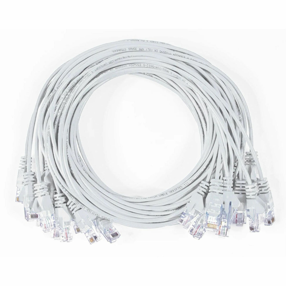 Intellinet Cat6 U/UTP Slim Network Patch Cable, 7 ft., White, 10-Pack - 744294