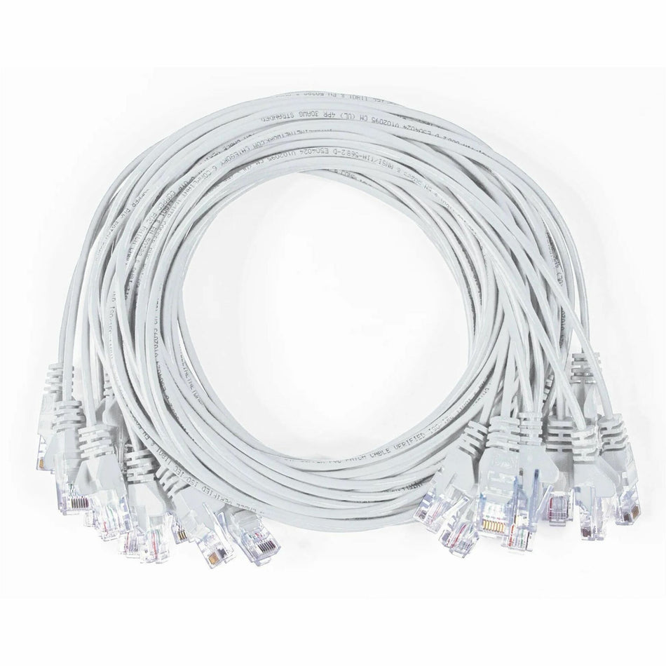 Intellinet Cat6 U/UTP Slim Network Patch Cable, 7 ft., White, 10-Pack - 744294