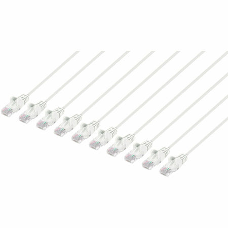 Intellinet Cat6 U/UTP Slim Network Patch Cable, 0.5 ft., White, 10-Pack - 744355