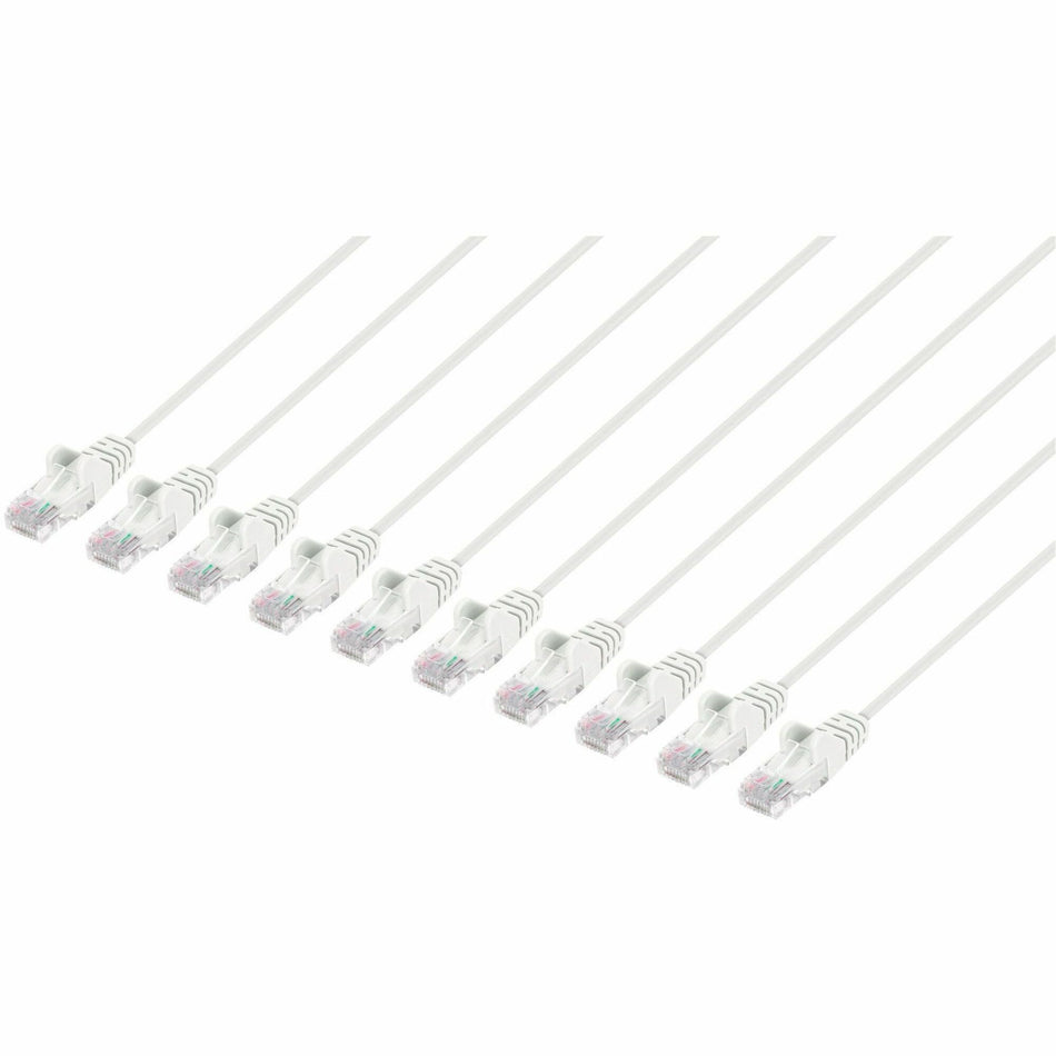 Intellinet Cat6 U/UTP Slim Network Patch Cable, 0.5 ft., White, 10-Pack - 744355