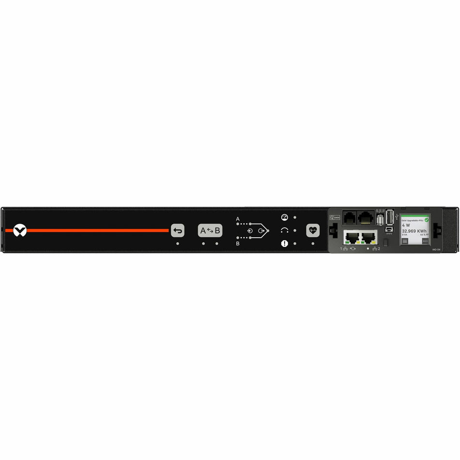 Vertiv Geist Rack Transfer Switch PDU with Next-Generation IMD - 1U| 20A| 120V| 1.9kW| (10) NEMA 5-20R Receptacles| (2) NEMA 5-20P Plug| VA4N21A0 - VA4N21A0