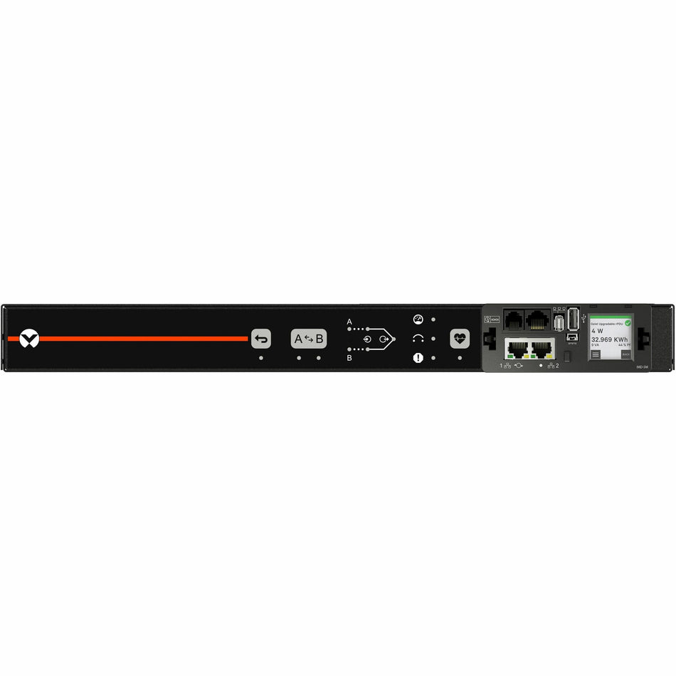 Vertiv Geist Rack Transfer Switch PDU with Next-Generation IMD| 15A| 120V| 1.4kW| (10) NEMA 5-15R Receptacles| (2) NEMA 5-15P Plug| VA4N11A0 - VA4N11A0