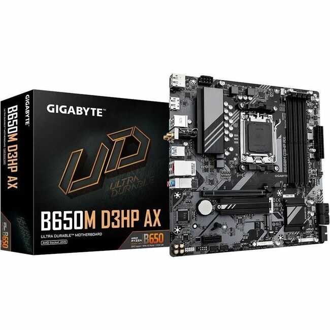 Gigabyte Ultra Durable B650M D3HP AX Gaming Desktop Motherboard - AMD B650 Chipset - Socket AM5 - Micro ATX - B650M D3HP AX