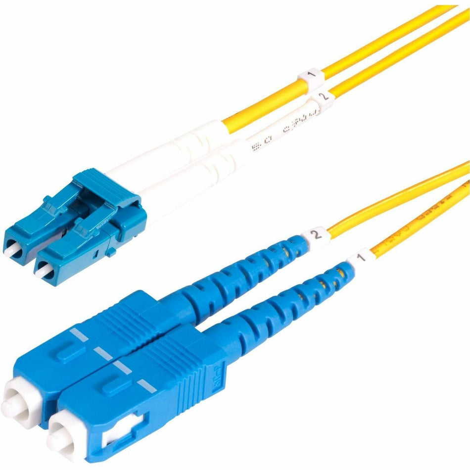 StarTech.com 2m (6.6ft) LC to SC (UPC) OS2 Single Mode Duplex Fiber Optic Cable, 9/125, 100G, Low Insertion Loss, LSZH Fiber Jumper Cord - SMLCSC-OS2-2M