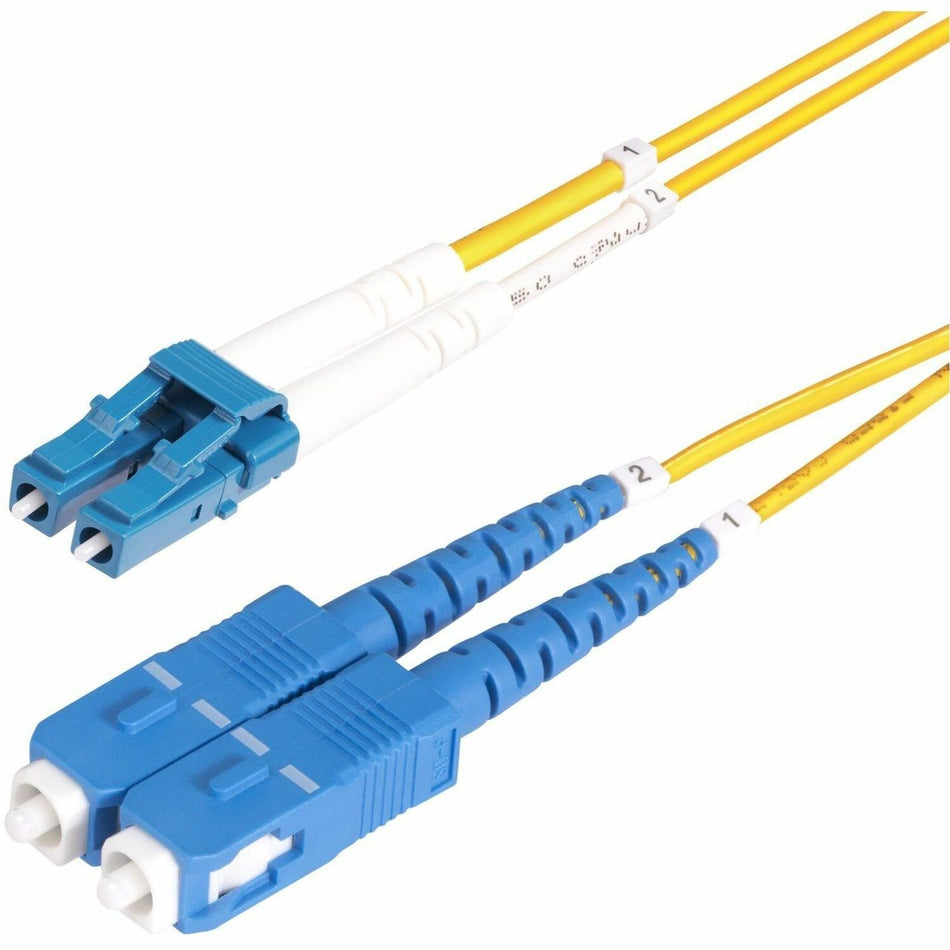 StarTech.com 50m (164ft) LC to SC (UPC) OS2 Single Mode Duplex Fiber Optic Cable, 9/125, 100G, Low Insertion Loss, LSZH Fiber Jumper Cord - SMLCSC-OS2-50M