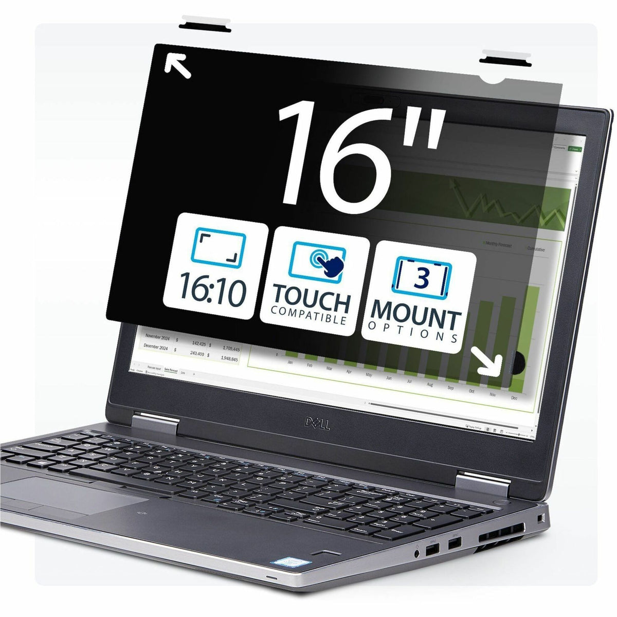 StarTech.com 16-inch 16:10 Flip-Up Privacy Screen w/Touch, Anti-Glare Privacy Filter, Laptop Monitor Screen Protector, Blue Light Filter - 16LT6-PRIVACY-SCREEN