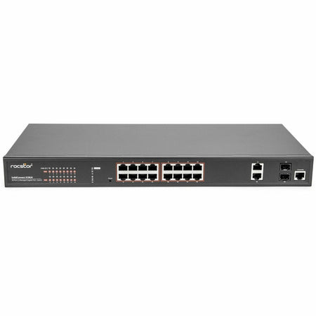 Rocstor SolidConnect SCM20 16-Port PoE+ Gigabit Managed Switch with 2 Gigabit RJ45 & 2 SFP Ports (Y10S010-B1) - Y10S010-B1