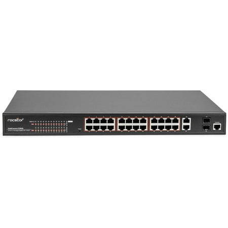 Rocstor SolidConnect SCM28 24-Port PoE+ Gigabit Managed Switch with 1 Gigabit RJ45 & 2 SFP Ports (Y10S011-B1) - Y10S011-B1