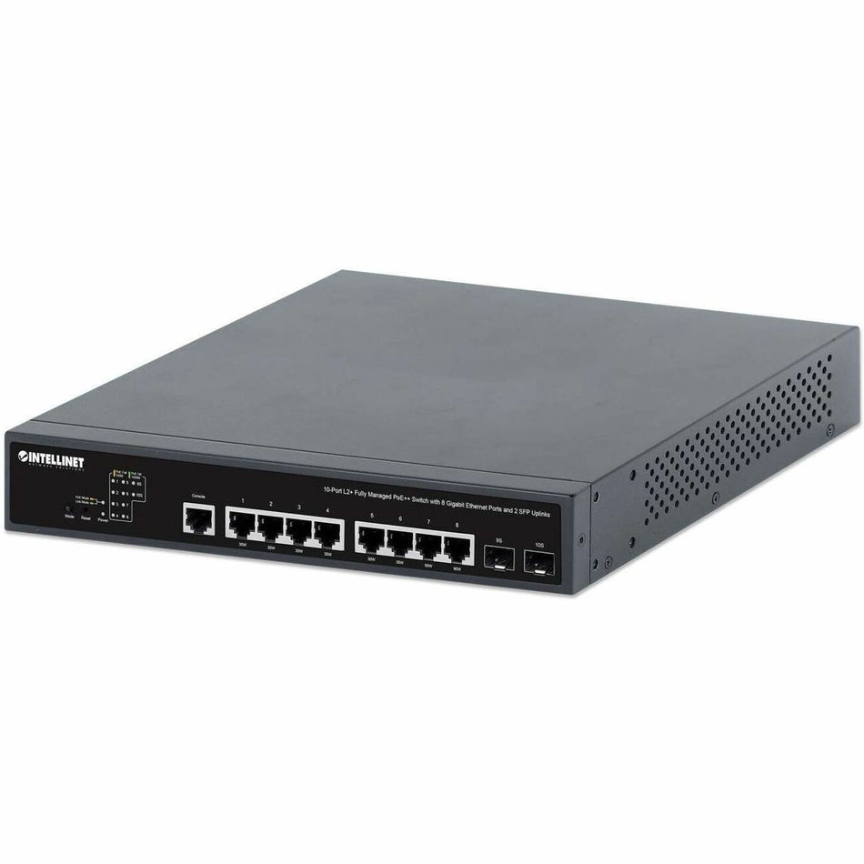 Intellinet 10-Port L2+ Fully Managed PoE++ Switch with 8 Gigabit Ethernet Ports and 2 SFP Uplinks - 562003