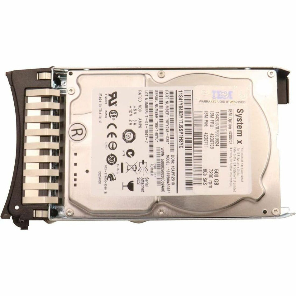 Lenovo 500 GB Hard Drive - 2.5" Internal - Near Line SAS (NL-SAS) (6Gb/s SAS) - White - 42D0707-RF