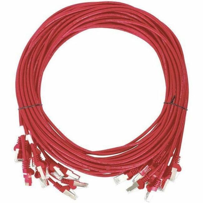 Intellinet Cat6 U/UTP Slim Network Patch Cable, 7 ft., Red, 10-Pack - 744843
