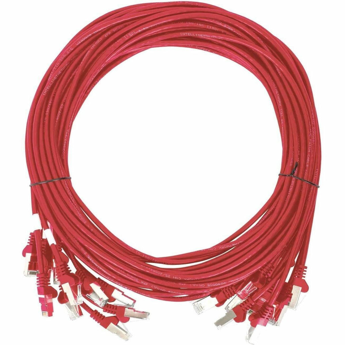 Intellinet Cat6 U/UTP Slim Network Patch Cable, 5 ft., Red, 10-Pack - 744836