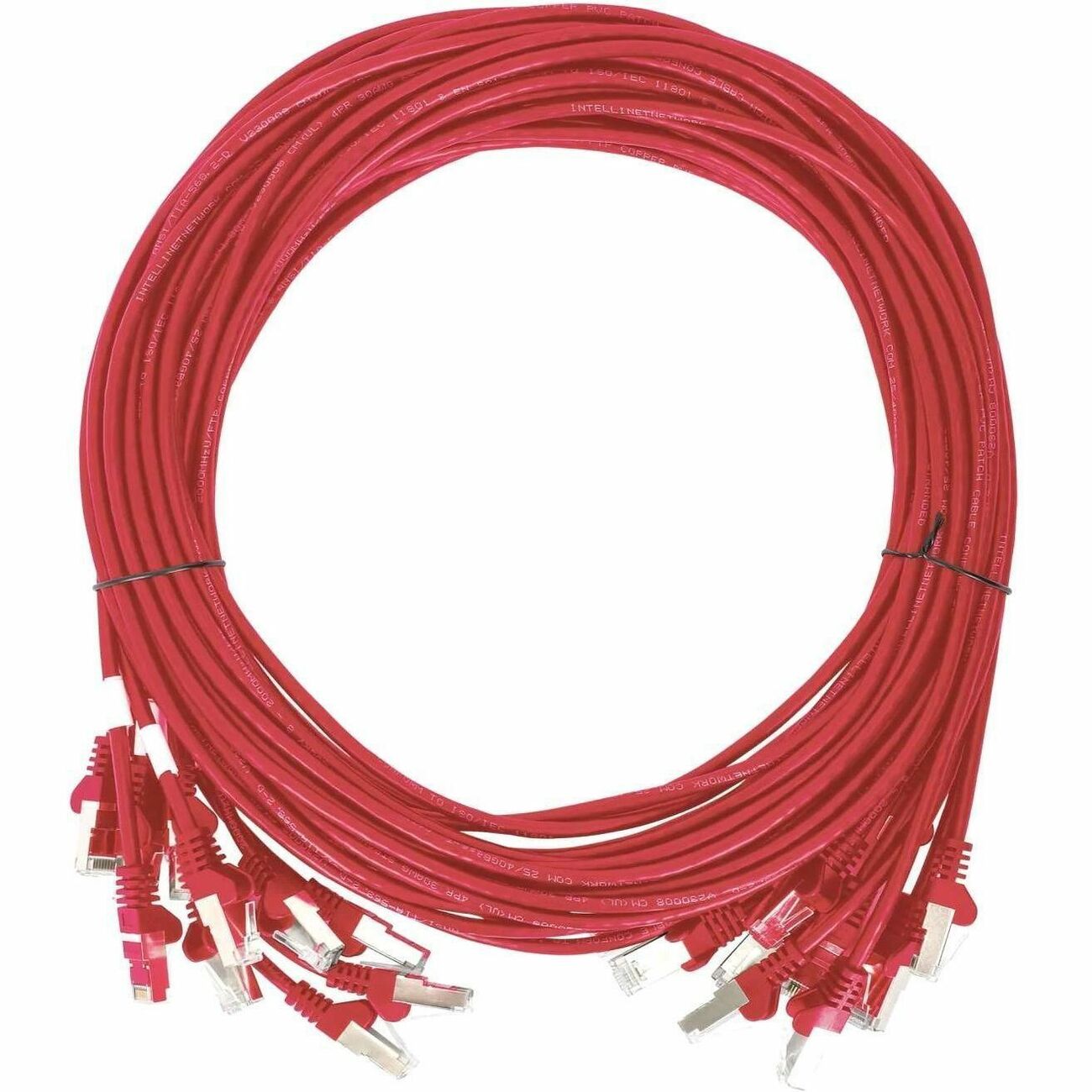 Intellinet Cat6 U/UTP Slim Network Patch Cable, 5 ft., Red, 10-Pack - 744836