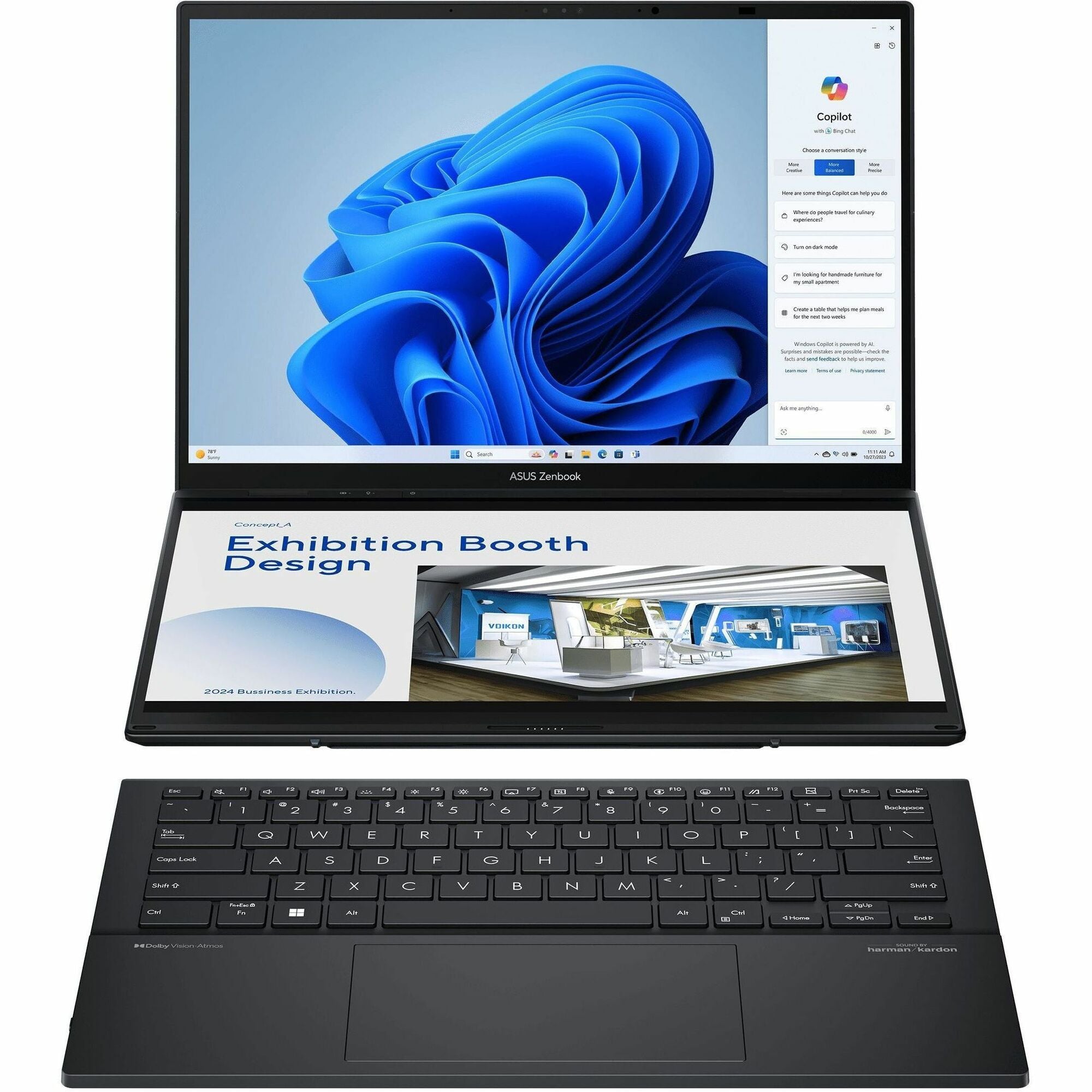 Asus ZenBook Duo UX8406 UX8406MA-DS76T 14" Touchscreen Detachable 2 in 1 Notebook - Full HD - Intel Core Ultra 7 155H - Intel Evo Platform - 16 GB - 1 TB SSD - Inkwell Gray - UX8406MA-DS76T