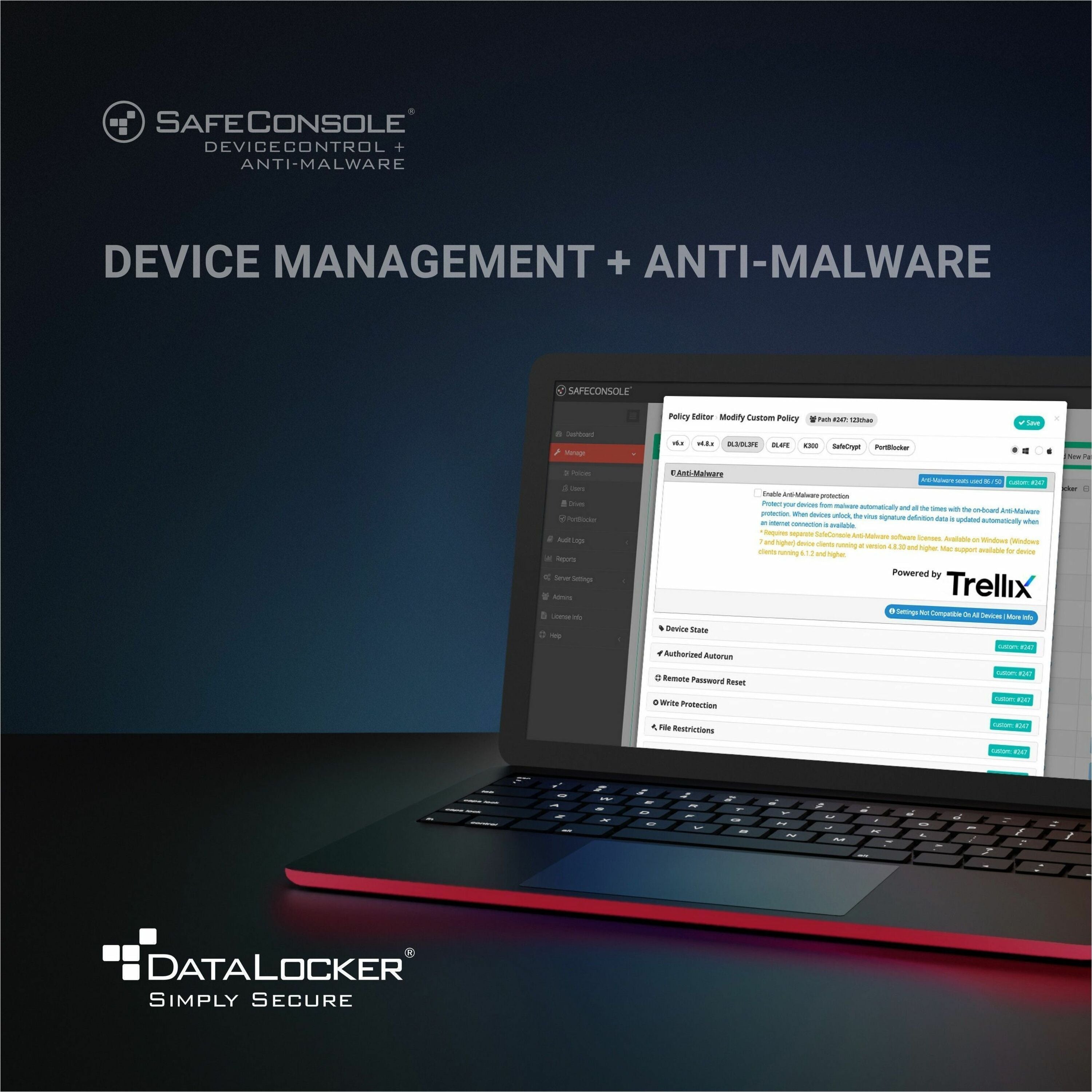 DataLocker Safeconsole Device Management Secure USB with Anti-Malware - License Renewal - 1 Device - 1 Year - DMLAM-1R