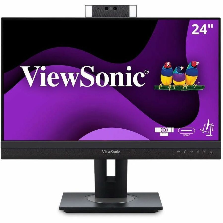 ViewSonic VG2457V 24 Inch 1080p Video Conference Docking Monitor with Windows Hello Compatible IR Webcam, Advanced Ergonomics, and 90W USB C for Home and Office - VG2457V