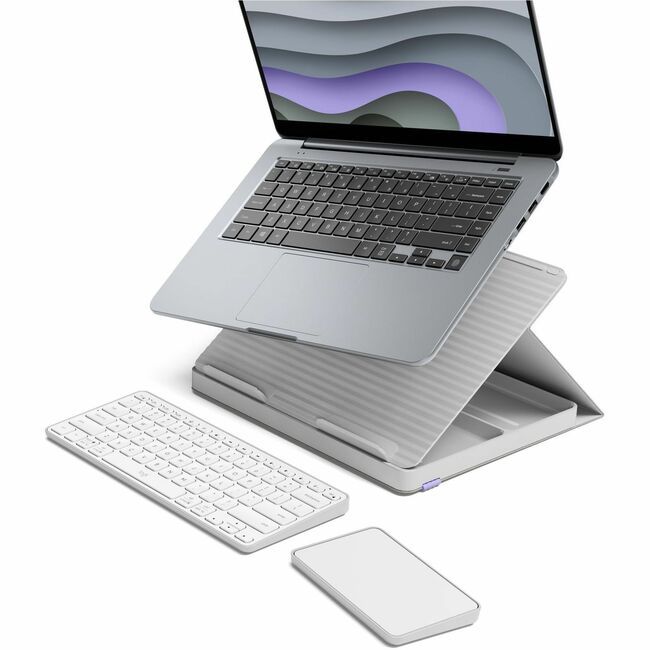 Logitech Casa Pop-Up Desk Work From Home Kit with Laptop Stand, Wireless Keyboard & Touchpad, Bluetooth, USB C Charging, for Laptop/MacBook (10" to 17") - Windows, macOS, ChromeOS, Nordic Calm (Sand/Off-white) - 920-011238