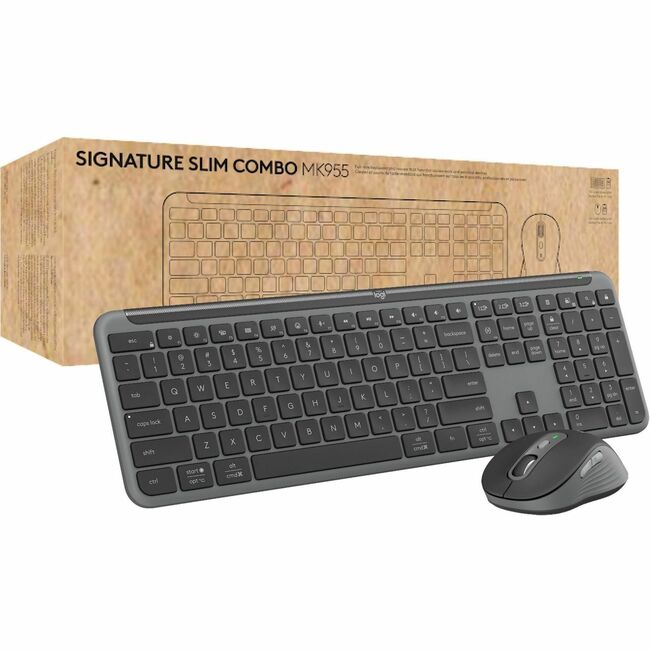 Logitech Signature Slim MK955 for Business Wireless Keyboard and Mouse Combo, Quiet Typing, Secure Receiver, Bluetooth, Globally Certified, Windows/Mac/Chrome/Linux - Graphite - 920-012427