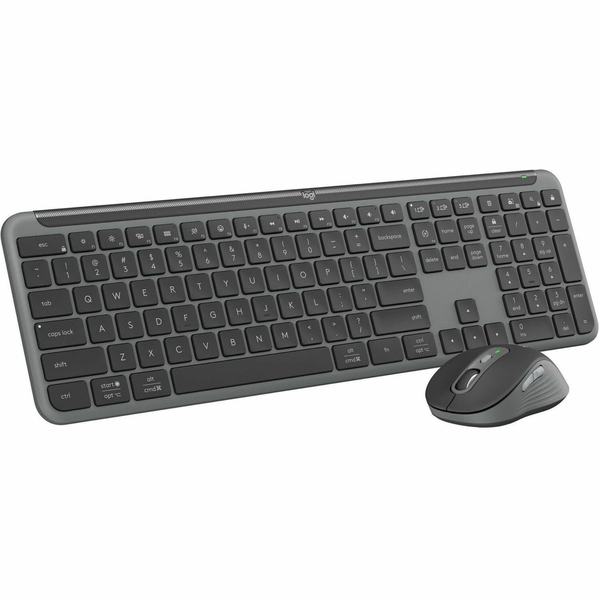 Logitech MK955 Signature Slim Wireless Keyboard and Mouse Combo, For Larger Hands, Quiet Typing and Clicking, Switch Across Three Devices, Bluetooth, Multi-OS, for Windows and Mac, Graphite - 920-012425