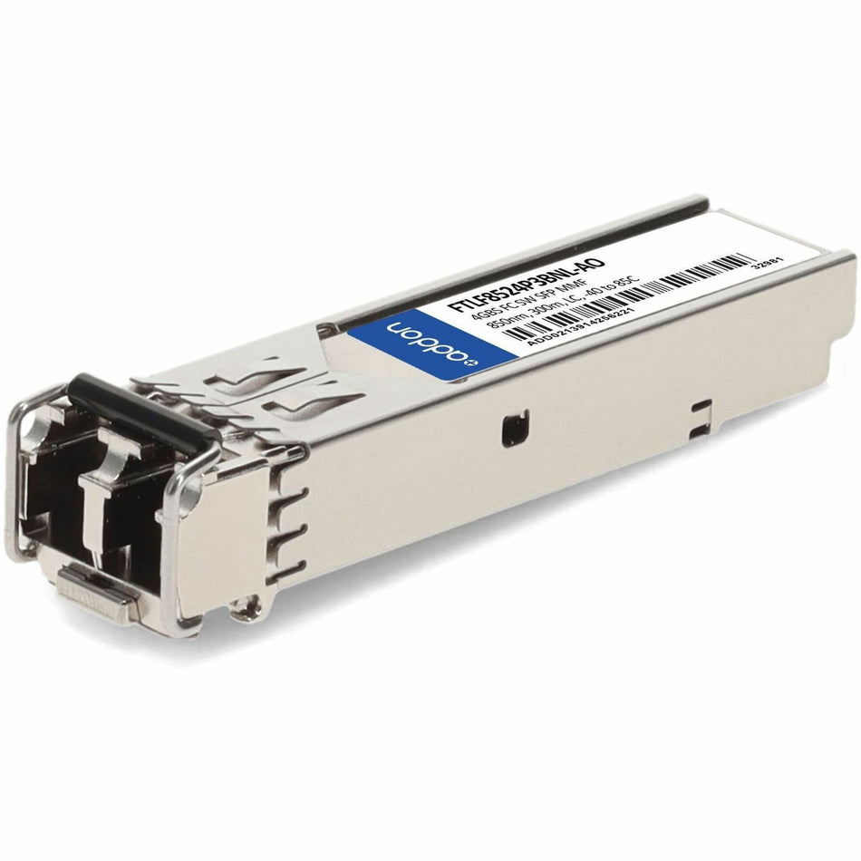 AddOn Finisar&reg; FTLF8524P3BNL Compatible TAA 4GBase-SW Fibre Channel SFP Transceiver (MMF, 850nm, 300m, LC, -40 to 85C) - FTLF8524P3BNL-AO