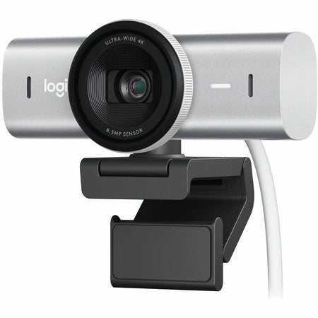 Logitech MX Brio Ultra HD 4K Collaboration and Streaming Webcam, 1080p at 60 FPS, Dual Noise Reducing Mics, Show Mode, USB-C, Webcam Cover, Works with Microsoft Teams, Zoom, Google Meet, Pale Gray - 960-001550