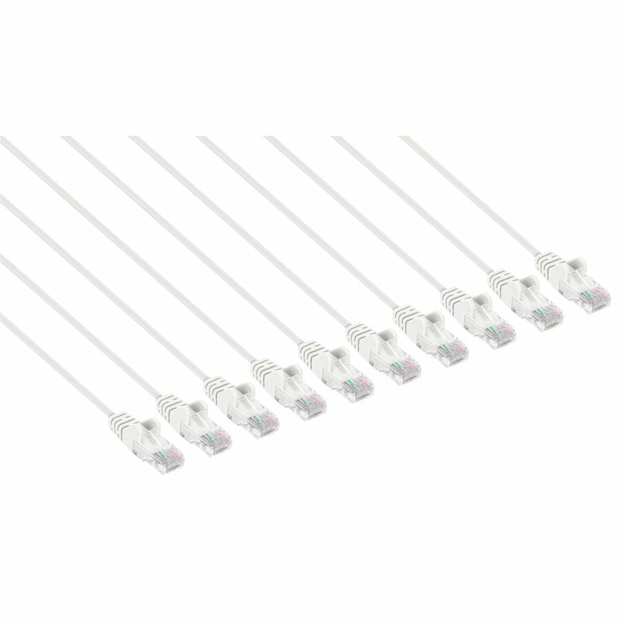 Intellinet Cat6 U/UTP Slim Network Patch Cable, 5 ft., White, 10-Pack - 744287