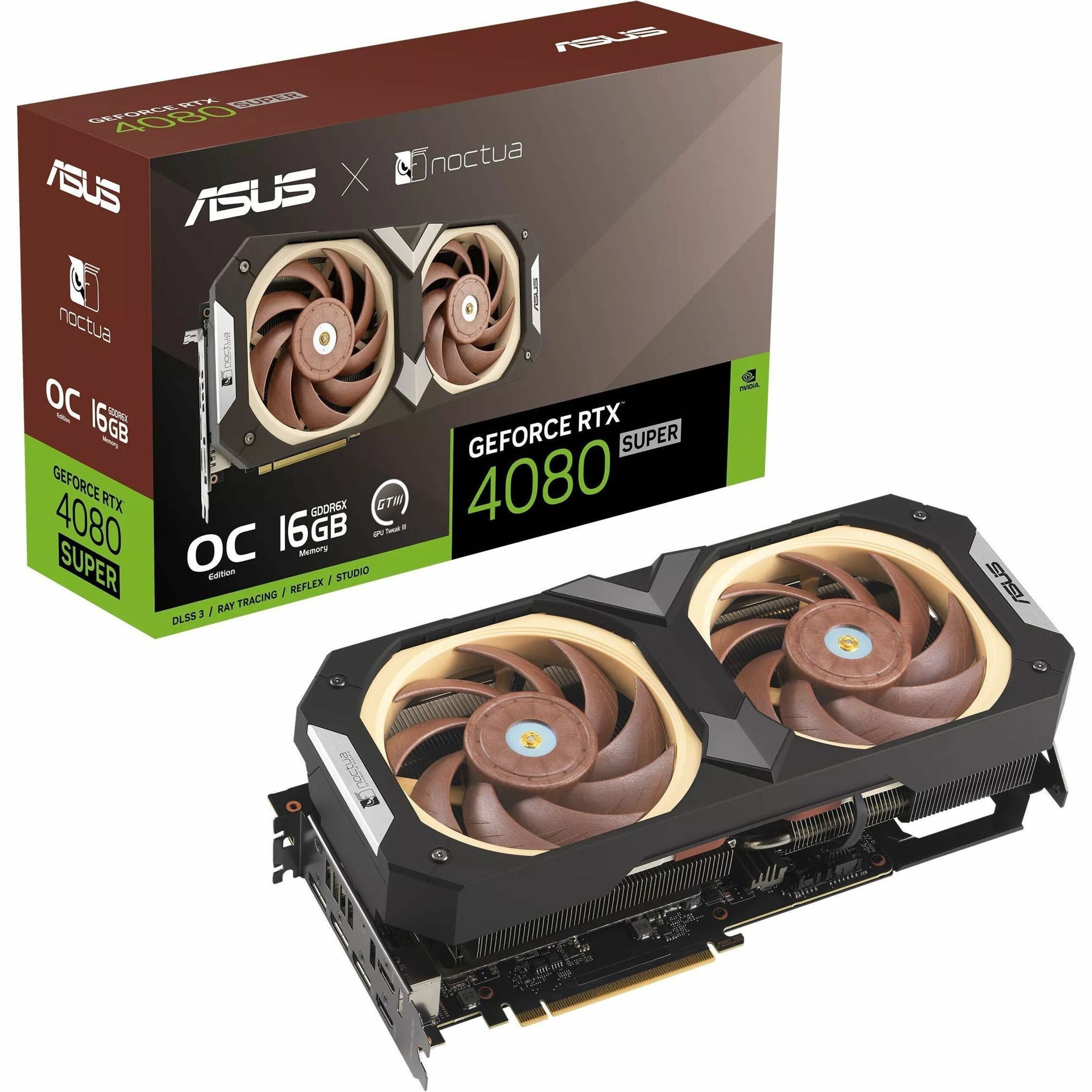 Asus NVIDIA GeForce RTX 4080 SUPER Graphic Card - 16 GB GDDR6X - RTX4080S-O16G-NOCTUA