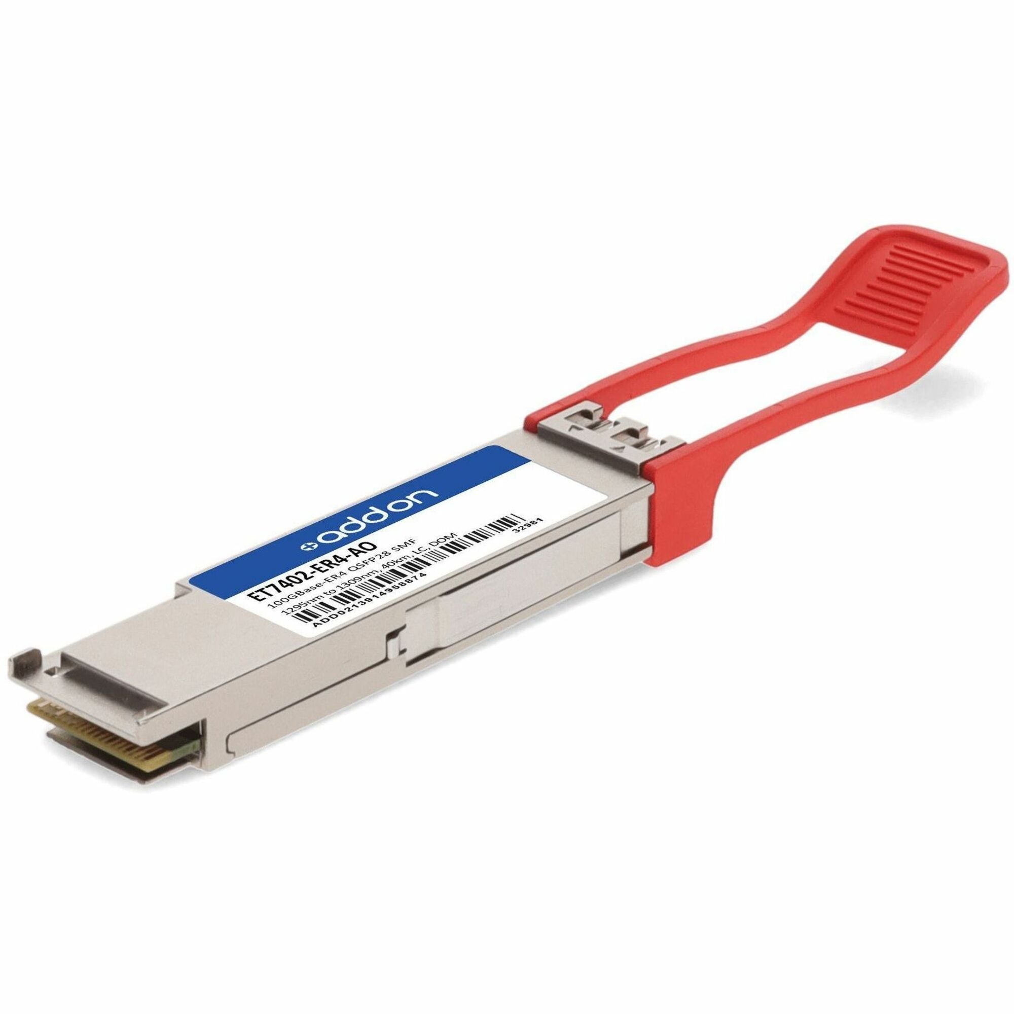 AddOn Edge-corE&reg; ET7402-ER4 Compatible TAA 100GBase-ER4 QSFP28 Transceiver (SMF, 1295nm to 1309nm, 40km, LC, DOM) - ET7402-ER4-AO