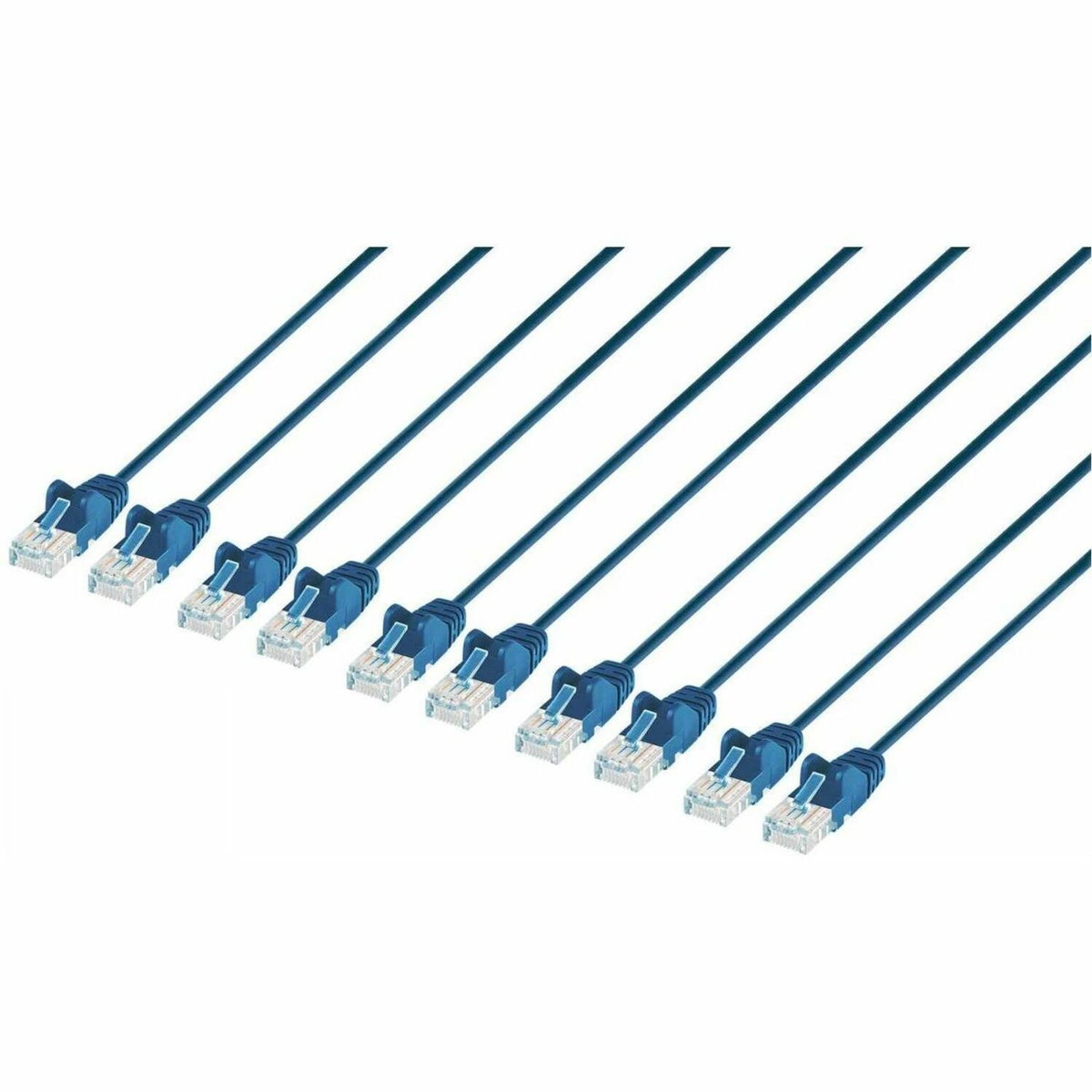 Intellinet Cat6 U/UTP Slim Network Patch Cable, 0.5 ft., Blue, 10-Pack - 744324