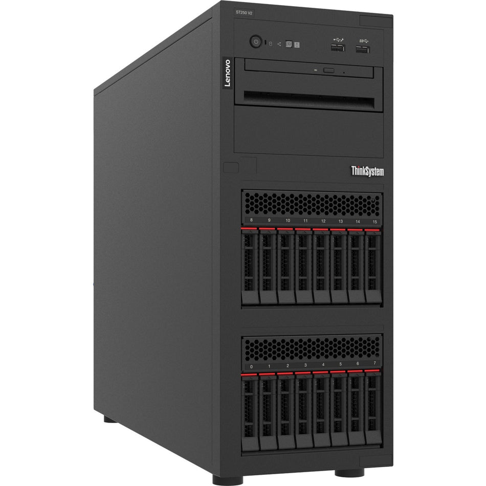 Lenovo ThinkSystem ST250 V2 7D8FA02YNA Tower Server - 1 x Intel Xeon E-2334 3.40 GHz - 16 GB RAM - Serial ATA/600 Controller - 7D8FA02YNA