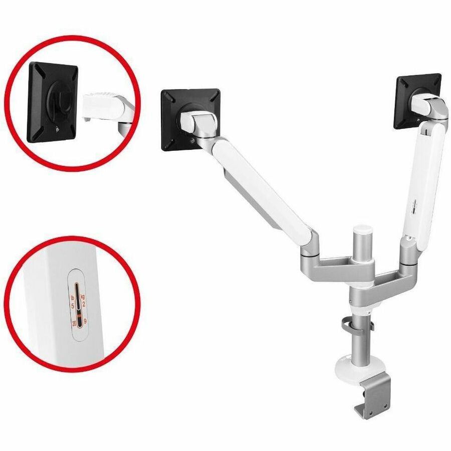 SIIG MTPRO Desk Mount Dual Monitor Arm - up to 32" Display, Max. Load 19.8 lbs, VESA 75/100mm, Mechanical Spring Design - CE-MT3W11-S1