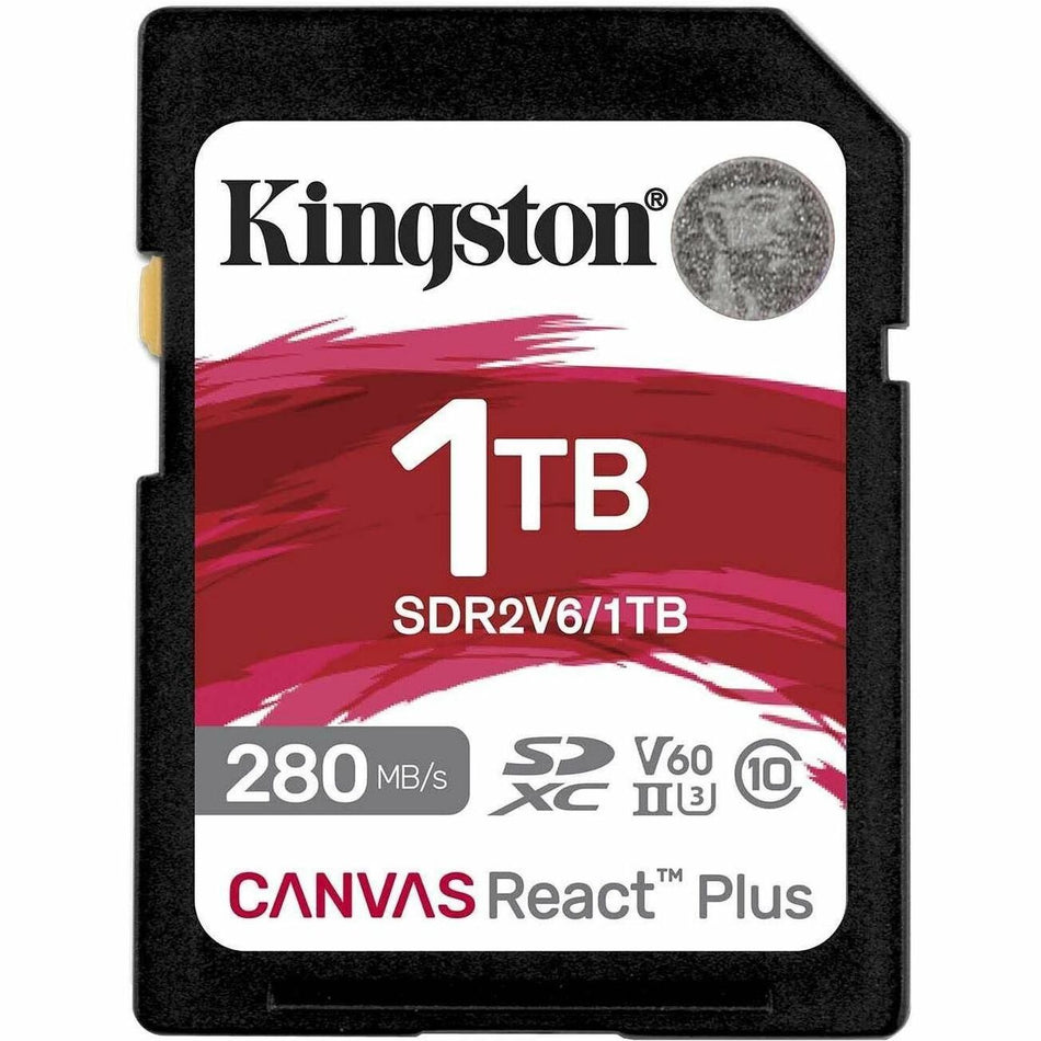 Kingston Canvas React Plus 1 TB Class 10/UHS-II (U3) V60 SDXC - SDR2V6/1TB