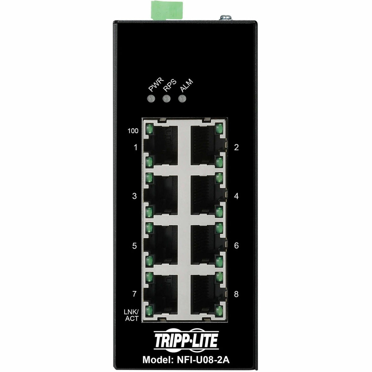 Eaton Tripp Lite Series 8-Port Unmanaged Industrial Ethernet Switch - 10/100 Mbps, Ruggedized, -40&deg; to 75&deg;C, EIP QoS, DIN Mount, TAA - NFIU082A
