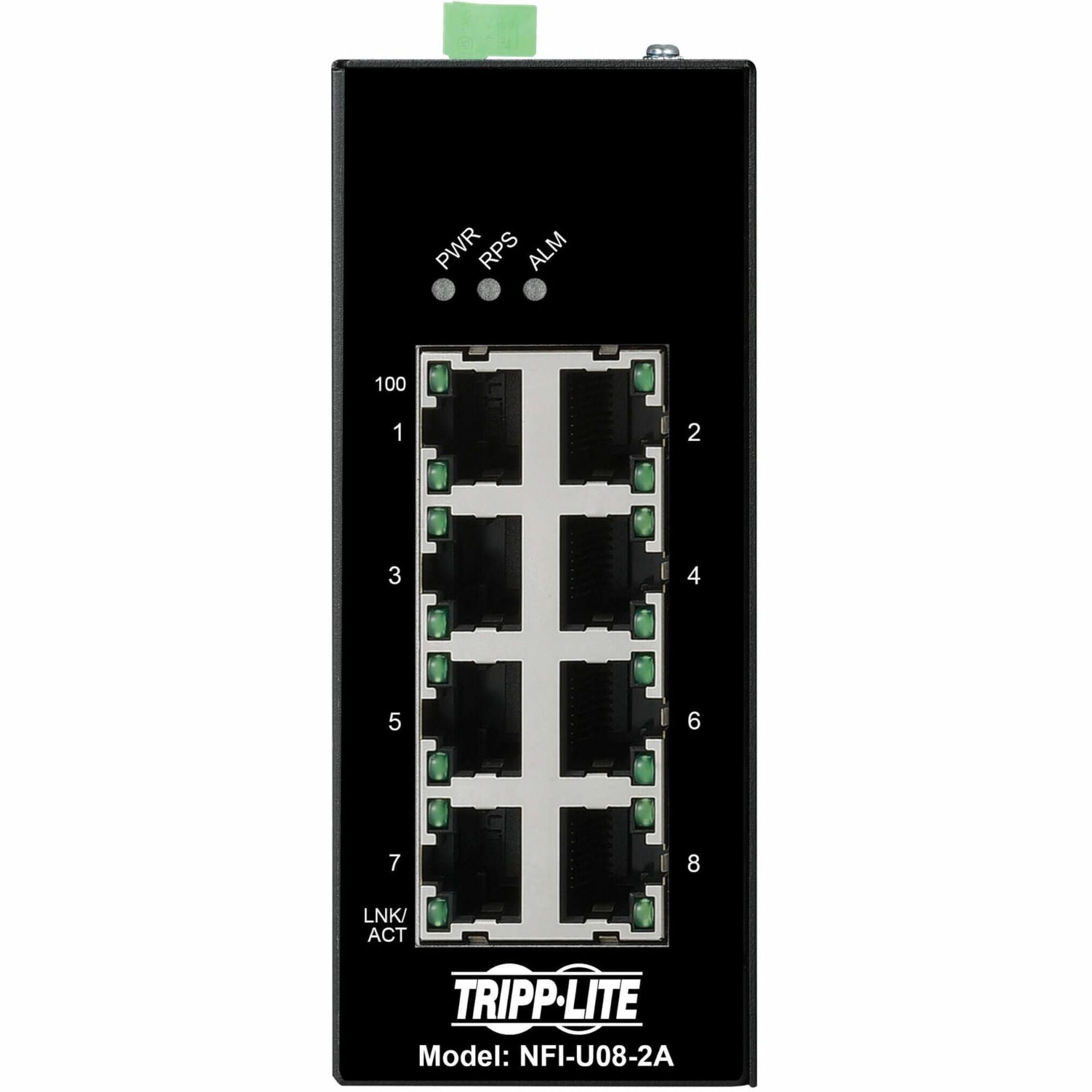 Eaton Tripp Lite Series 8-Port Unmanaged Industrial Ethernet Switch - 10/100 Mbps, Ruggedized, -40&deg; to 75&deg;C, EIP QoS, DIN Mount, TAA - NFIU082A