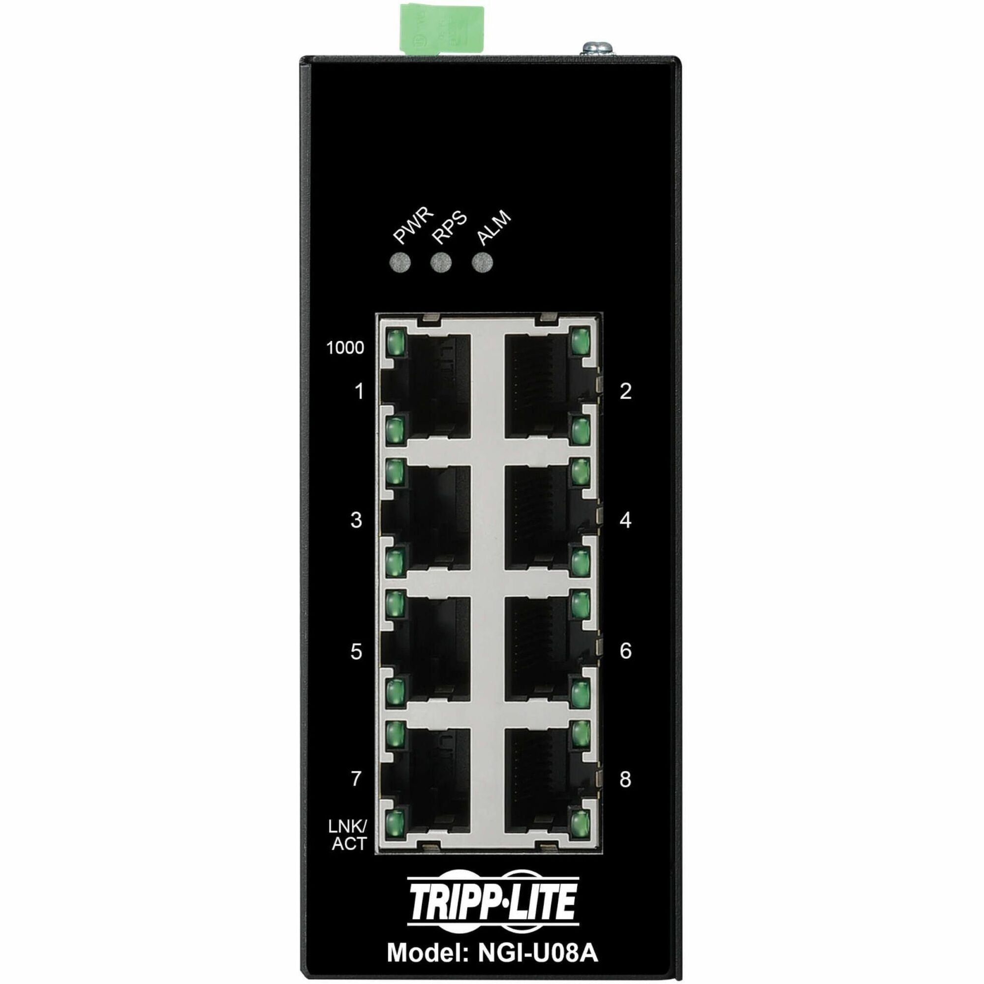 Eaton Tripp Lite Series 8-Port Unmanaged Industrial Gigabit Ethernet Switch - 10/100/1000 Mbps, Ruggedized, -40&deg; to 75&deg;C, EIP QoS, DIN Mount, TAA - NGI-U08A