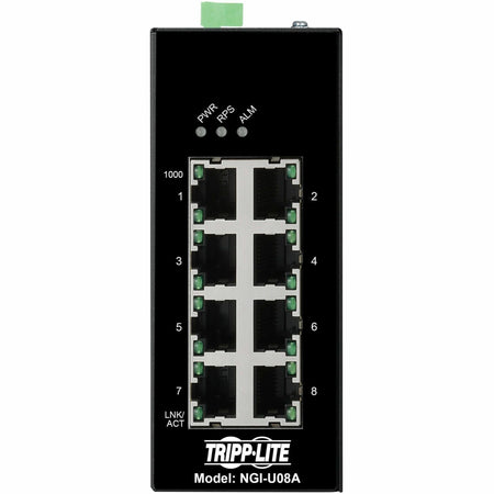 Eaton Tripp Lite Series 8-Port Unmanaged Industrial Gigabit Ethernet Switch - 10/100/1000 Mbps, Ruggedized, -40&deg; to 75&deg;C, EIP QoS, DIN Mount, TAA - NGI-U08A