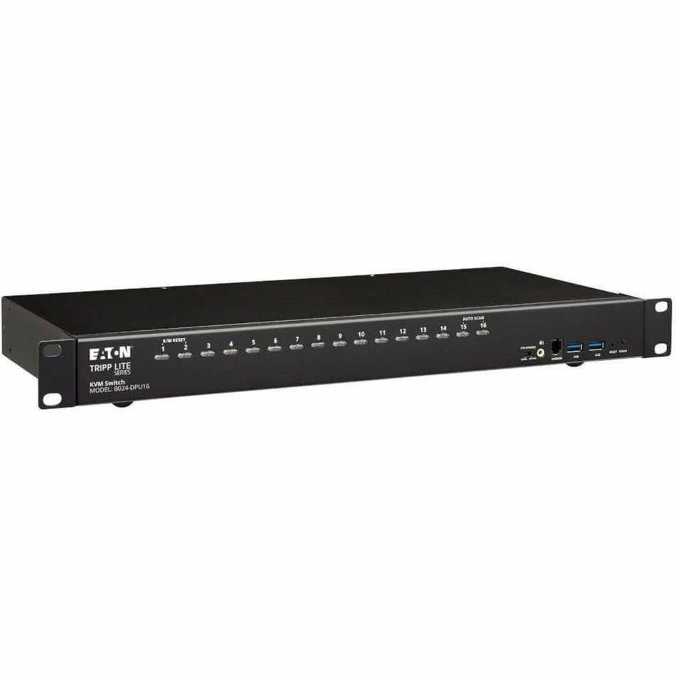 Eaton Tripp Lite Series 16-Port DisplayPort/USB KVM Switch with Audio/Video and USB Peripheral Sharing, 4K 60 Hz, 1U Rack-Mount, TAA - B024-DPU16