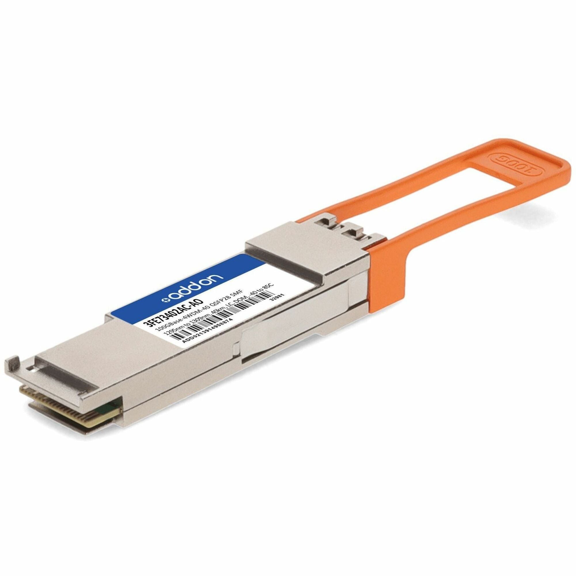 AddOn Alcatel-Lucent Nokia&reg; 3FE73402AC Compatible TAA 100GBase-4WDM-40 QSFP28 Transceiver (SMF, 1295nm to 1309nm, 40km, LC, DOM, -40 to 85C) - 3FE73402AC-AO
